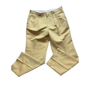 Oscar Collection By Oscar Pants Adult 40x31 Gold Pinstriped Pleated Dress Mens‎
